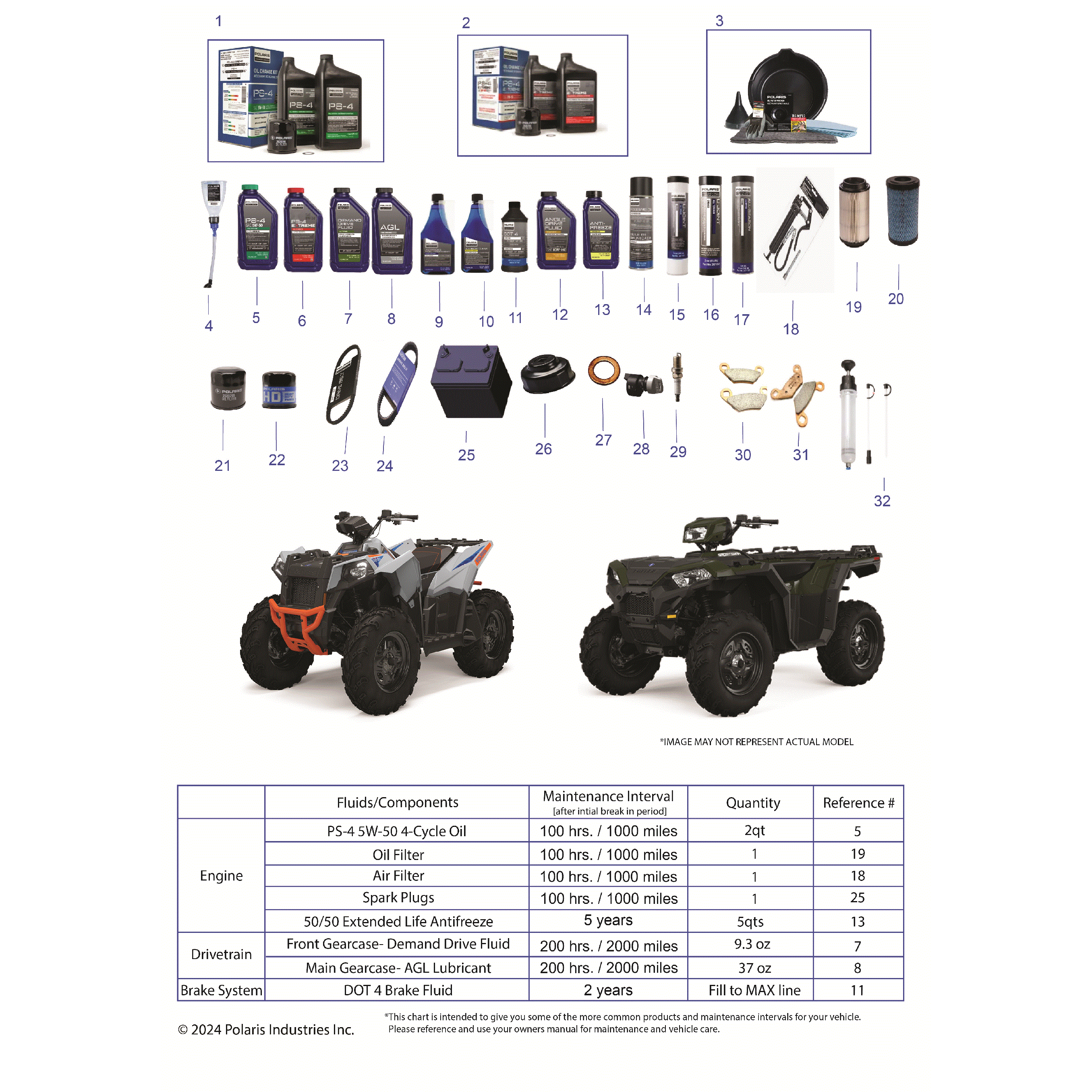 An Image of a Genuine Polaris Parts Schematic Diagram showing the schematic - *SERVICE AND MAINTENANCE PARTS LIST* - 2025 POLARIS SPORTSMAN 850 MUD 49S