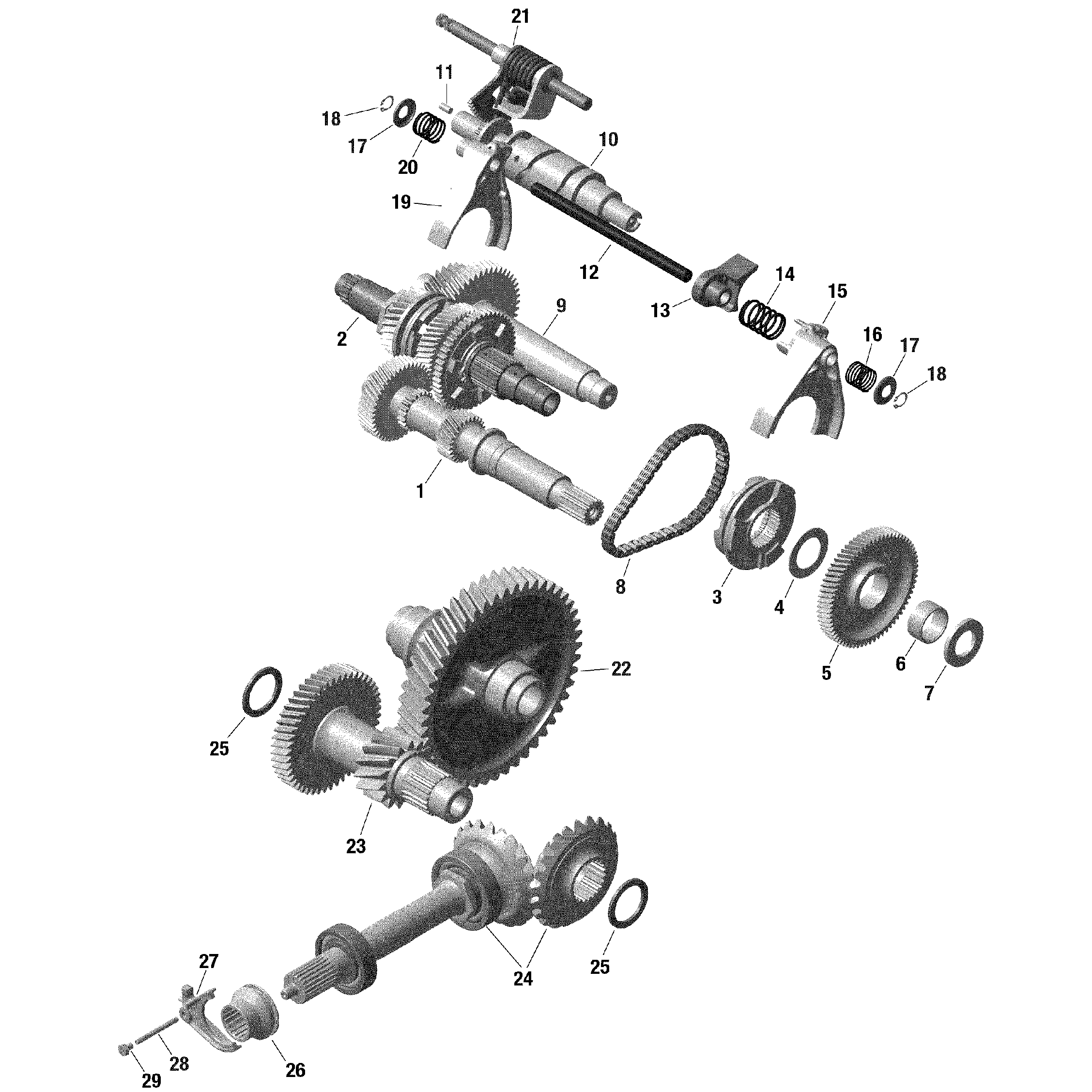 An Image of a Genuine Can-Am Parts Schematic Diagram showing the schematic - GEAR BOX 2 - 795