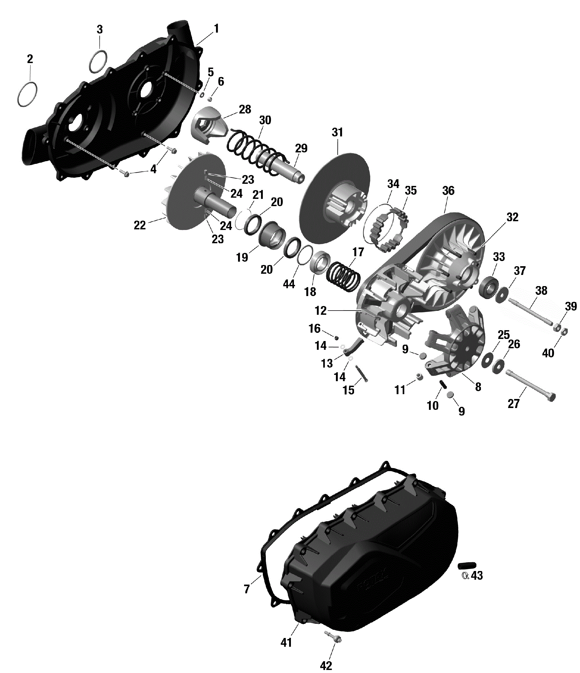 An Image of a Genuine Can-Am Parts Schematic Diagram showing the schematic - ROTAX - CVT