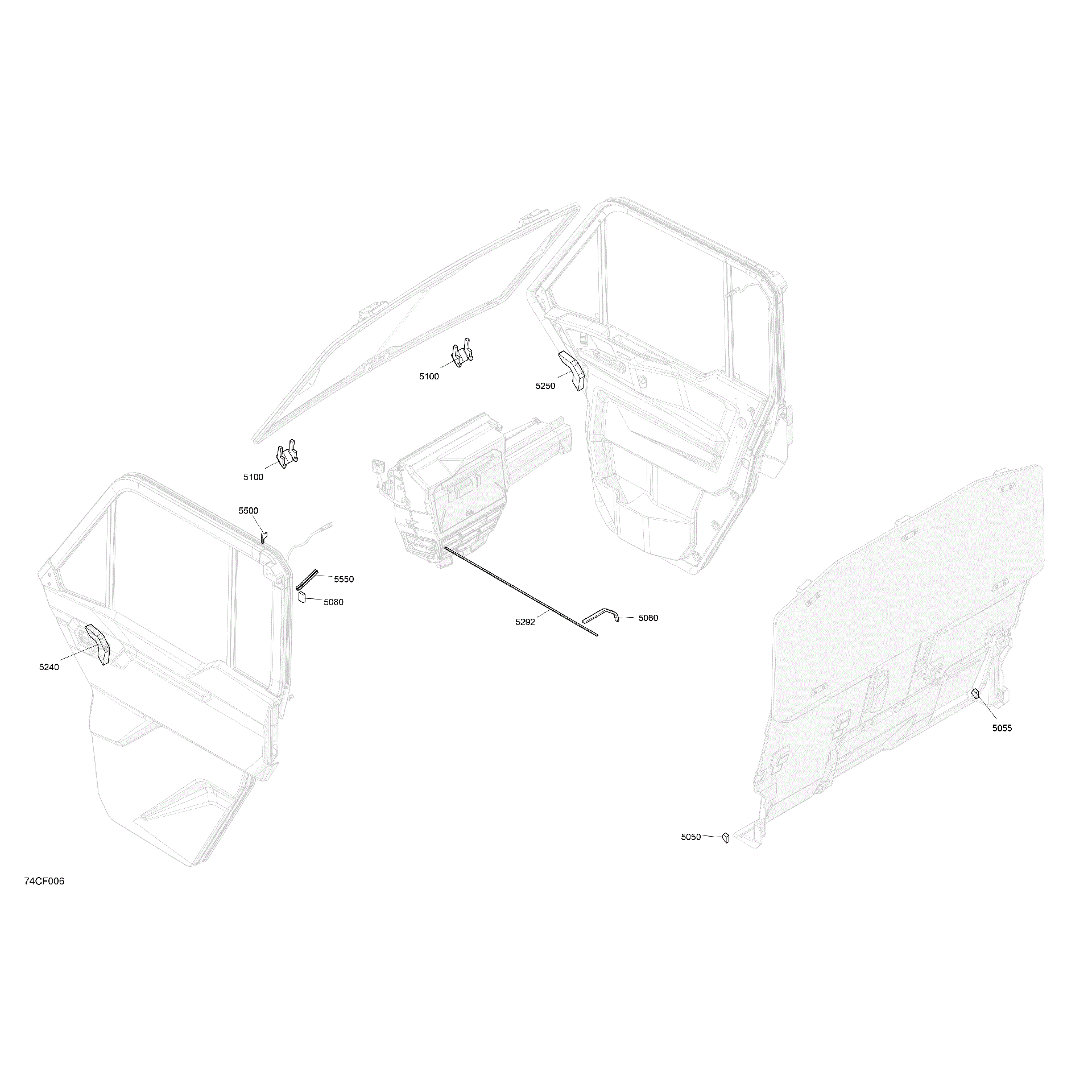 An Image of a Genuine Can-Am Parts Schematic Diagram showing the schematic - ENCLOSURE CAB - INSULATIONS