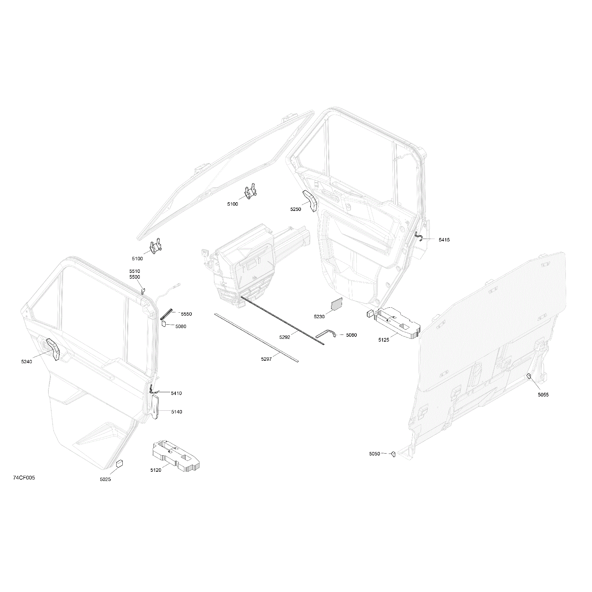 An Image of a Genuine Can-Am Parts Schematic Diagram showing the schematic - ENCLOSURE CAB - INSULATIONS