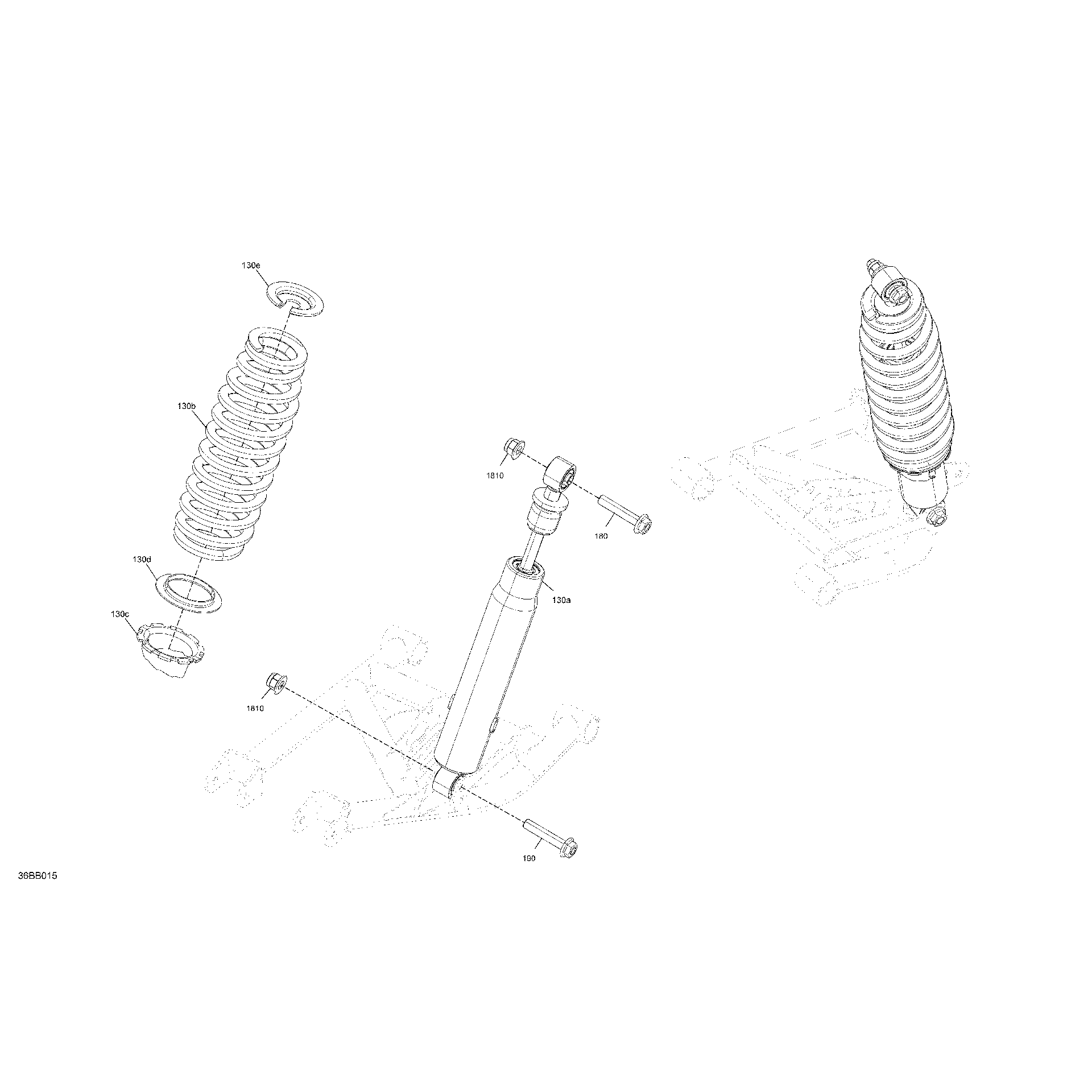 An Image of a Genuine Can-Am Parts Schematic Diagram showing the schematic - SUSPENSION - REAR SHOCKS