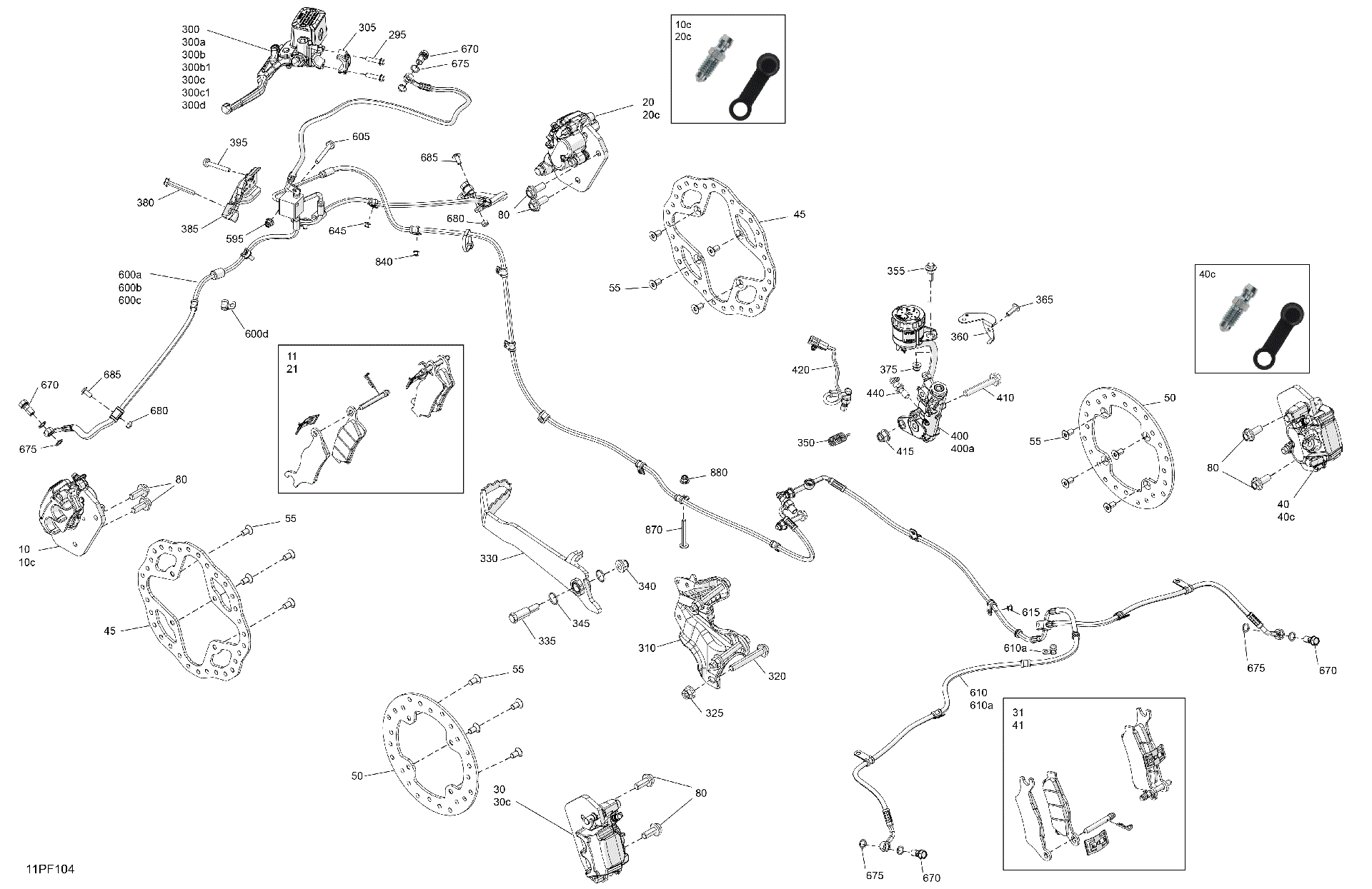 An Image of a Genuine Can-Am Parts Schematic Diagram showing the schematic - MECHANIC - BRAKE SYSTEM