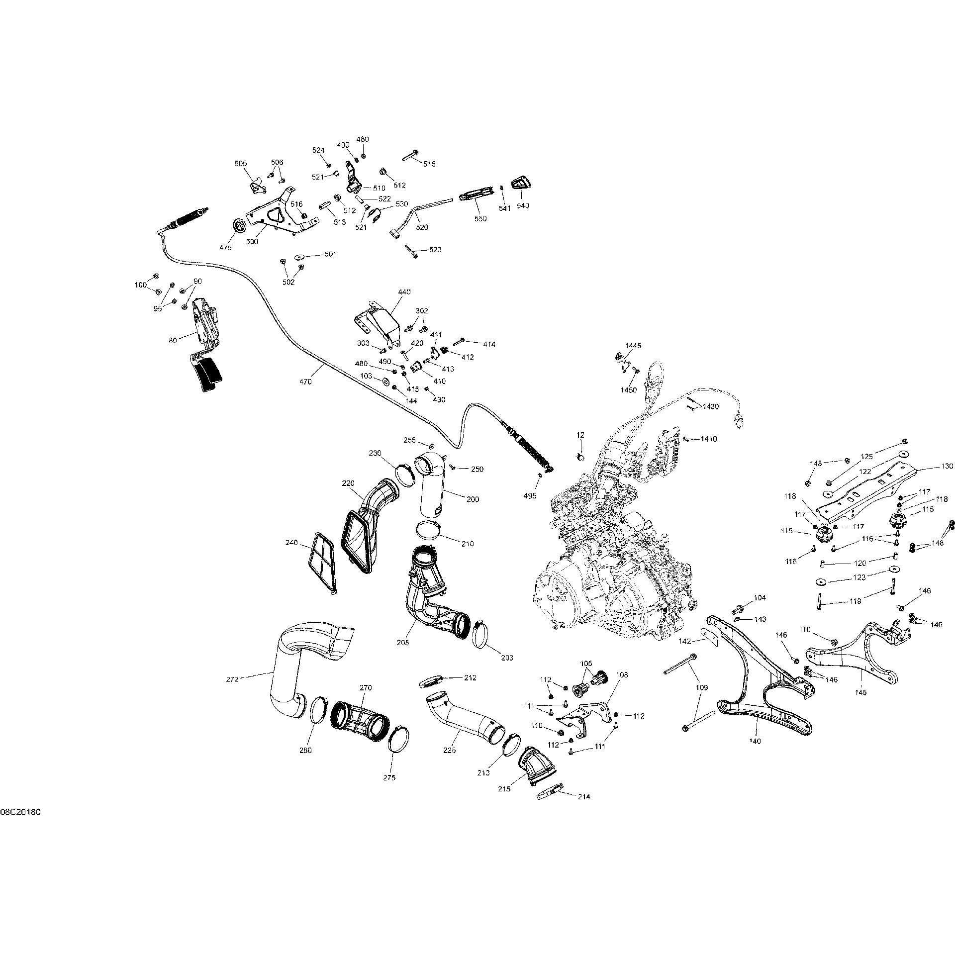 An Image of a Genuine Can-Am Parts Schematic Diagram showing the schematic - ENGINE - VEHICULE