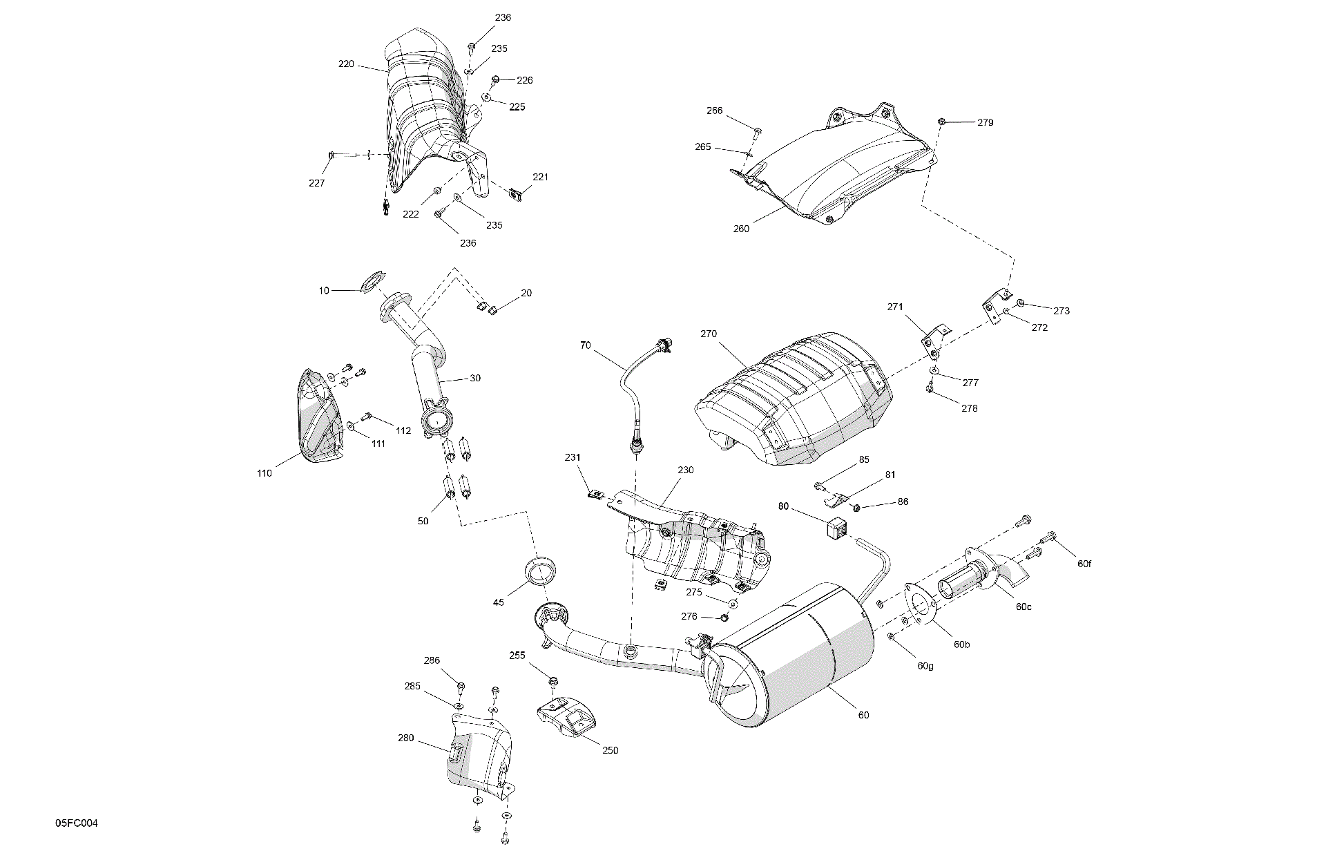 An Image of a Genuine Can-Am Parts Schematic Diagram showing the schematic - ENGINE - EXHAUST