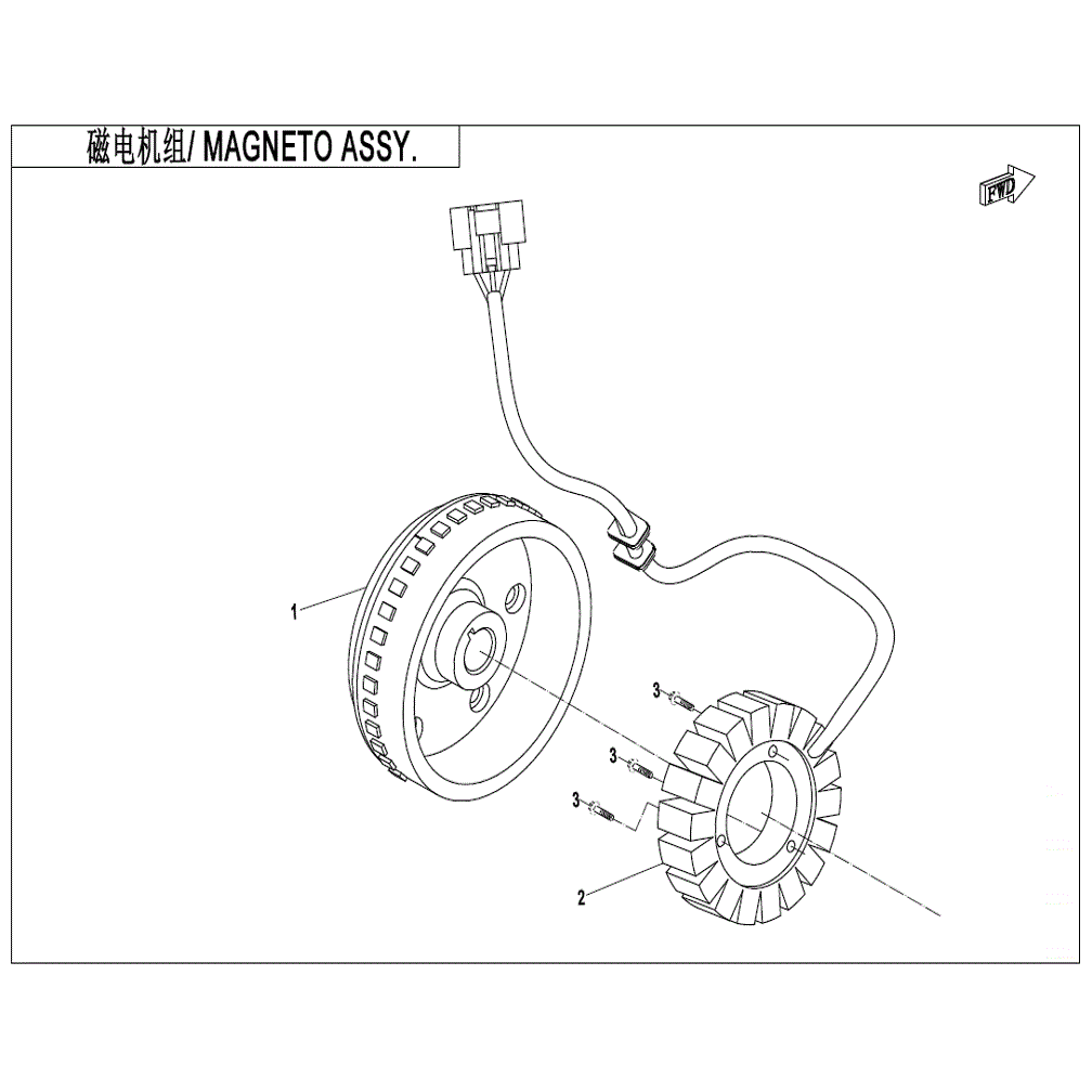 An Image of a Genuine CFMOTO Parts Schematic Diagram showing the schematic - MAGNETO ASSY. - 2021 CFMOTO UFORCE 600