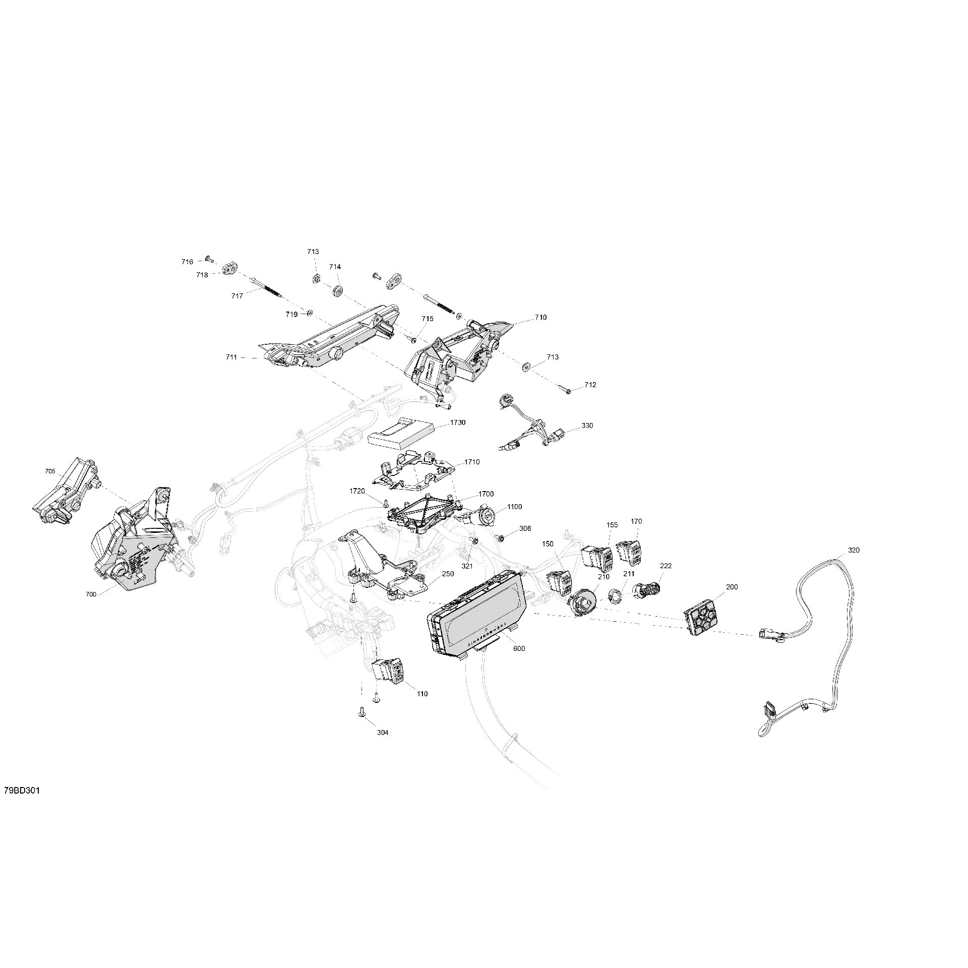 An Image of a Genuine Can-Am Parts Schematic Diagram showing the schematic - ELECTRIC - FRONT SECTION