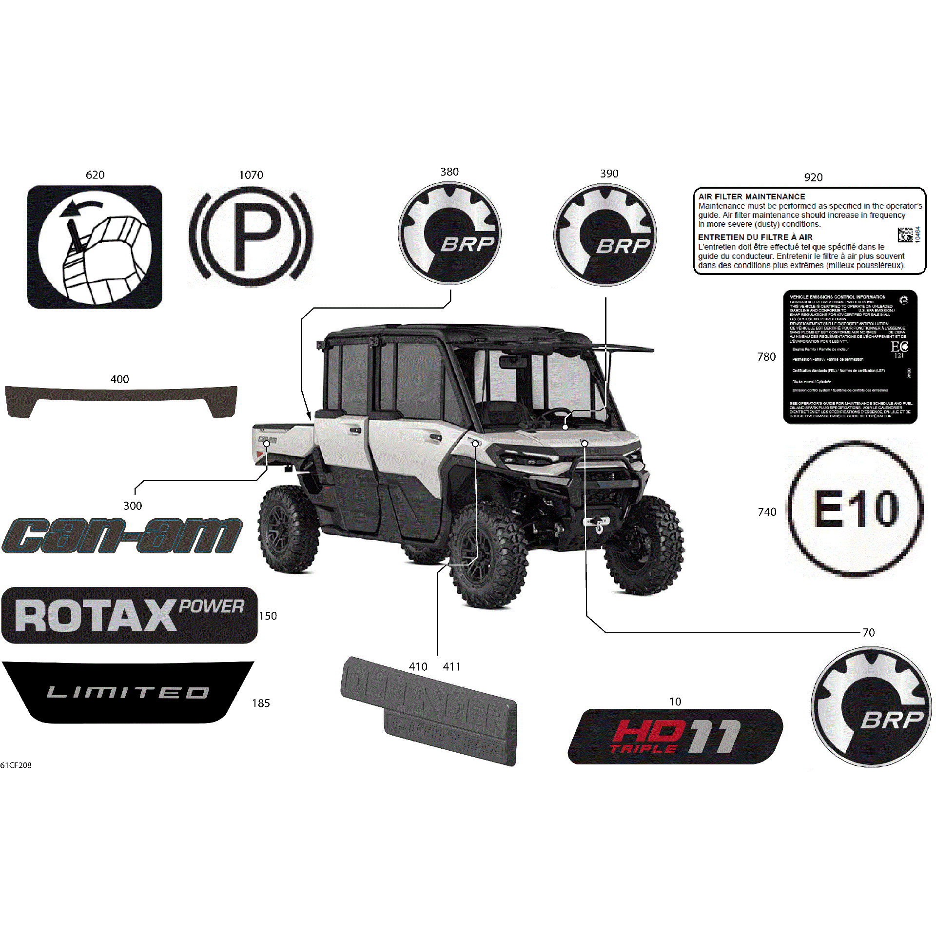 An Image of a Genuine Can-Am Parts Schematic Diagram showing the schematic - BODY - DECALS