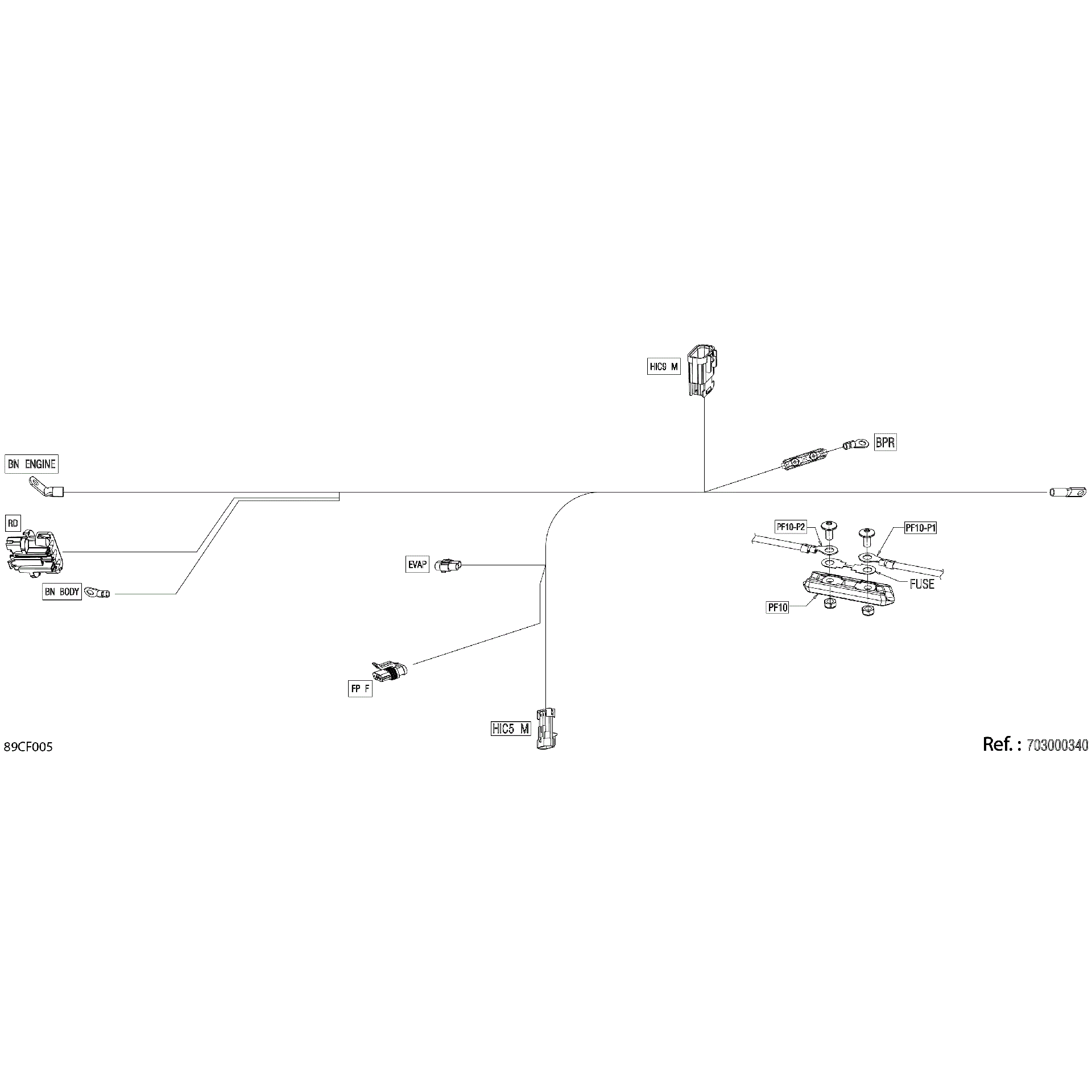 An Image of a Genuine Can-Am Parts Schematic Diagram showing the schematic - ELECTRIC - VOLTAGE REGULATOR WIRING HARNESS - 710007425