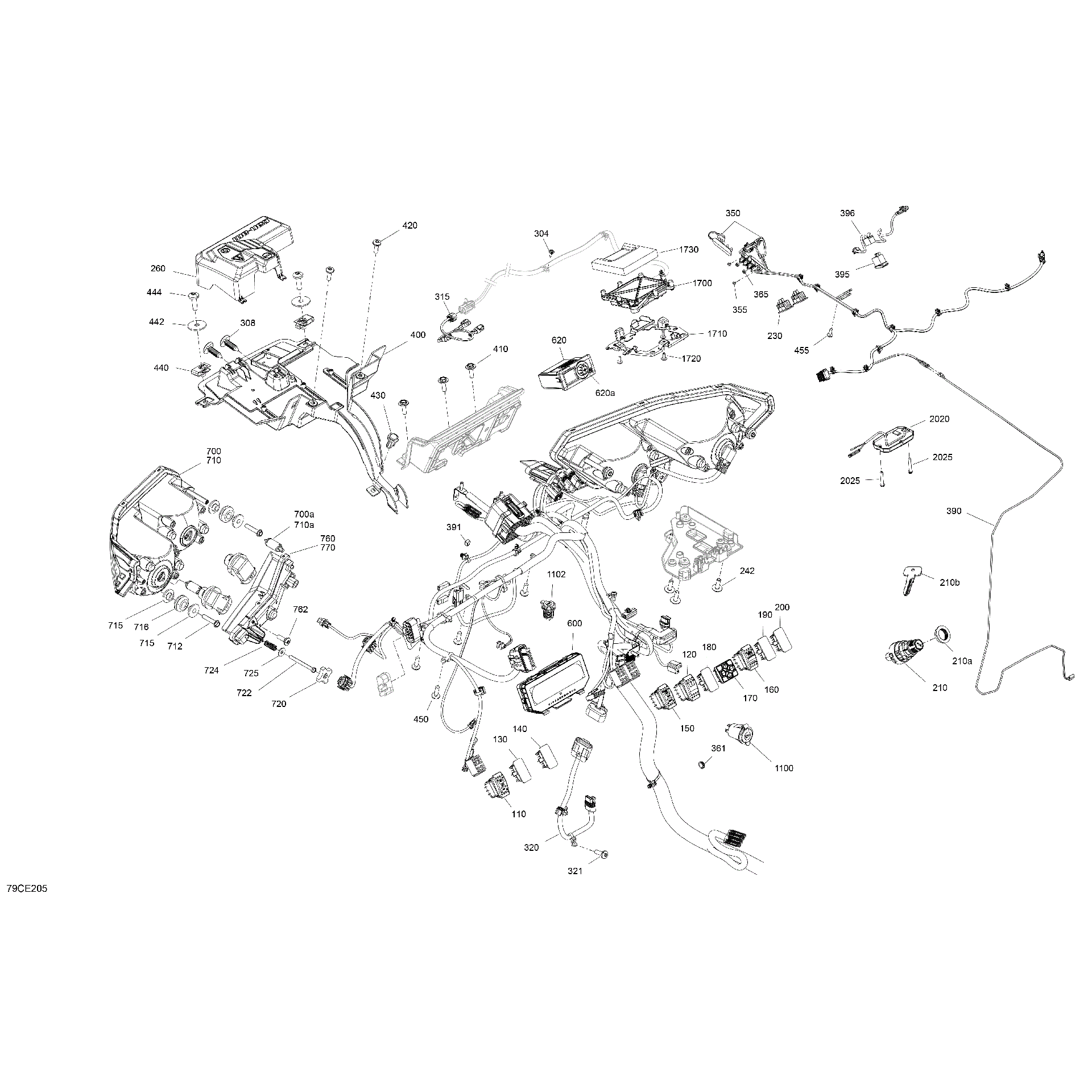 An Image of a Genuine Can-Am Parts Schematic Diagram showing the schematic - ELECTRIC - FRONT SECTION