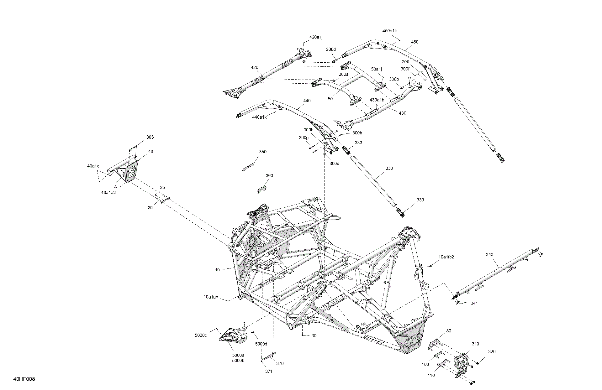 An Image of a Genuine Can-Am Parts Schematic Diagram showing the schematic - FRAME - SYSTEM