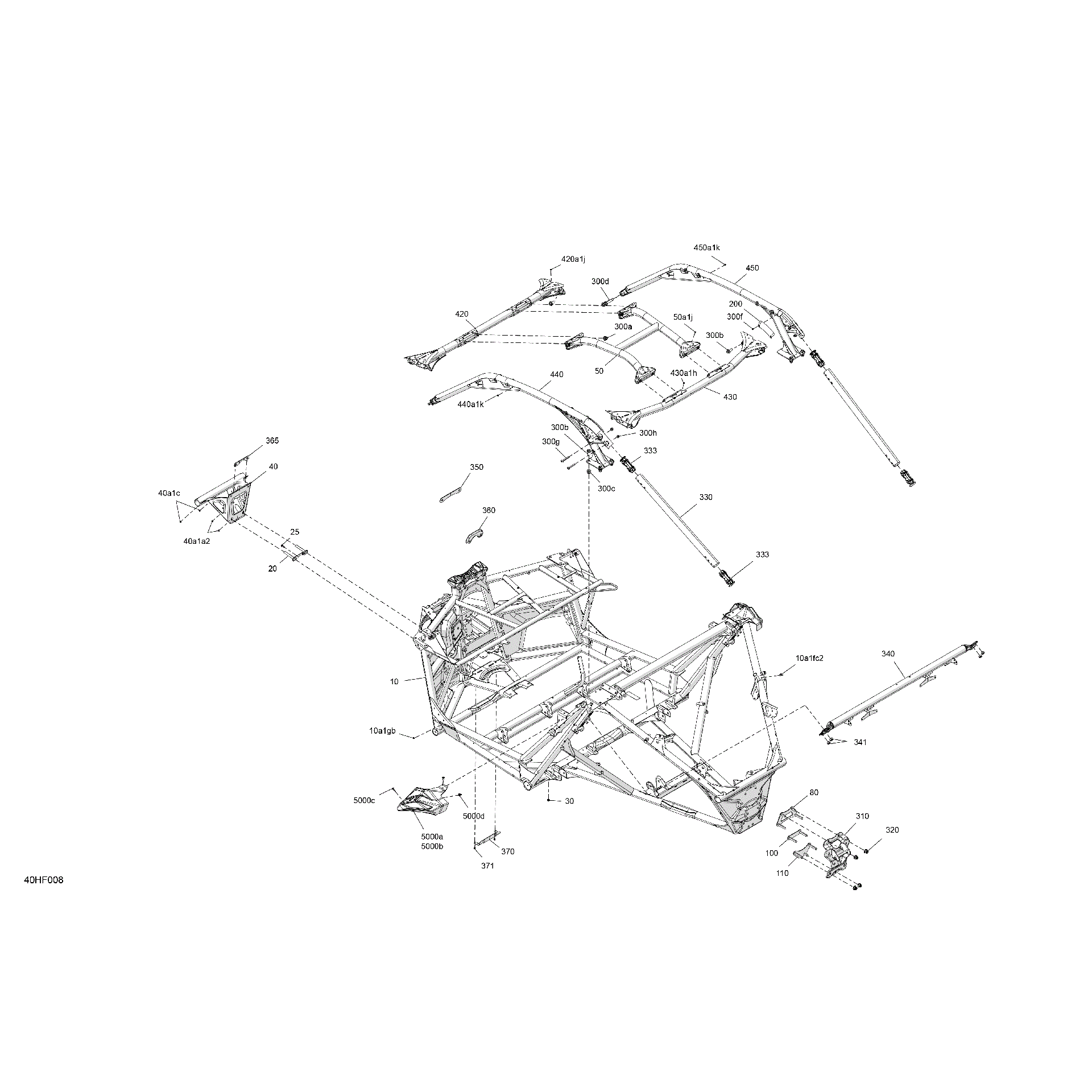 An Image of a Genuine Can-Am Parts Schematic Diagram showing the schematic - FRAME - SYSTEM