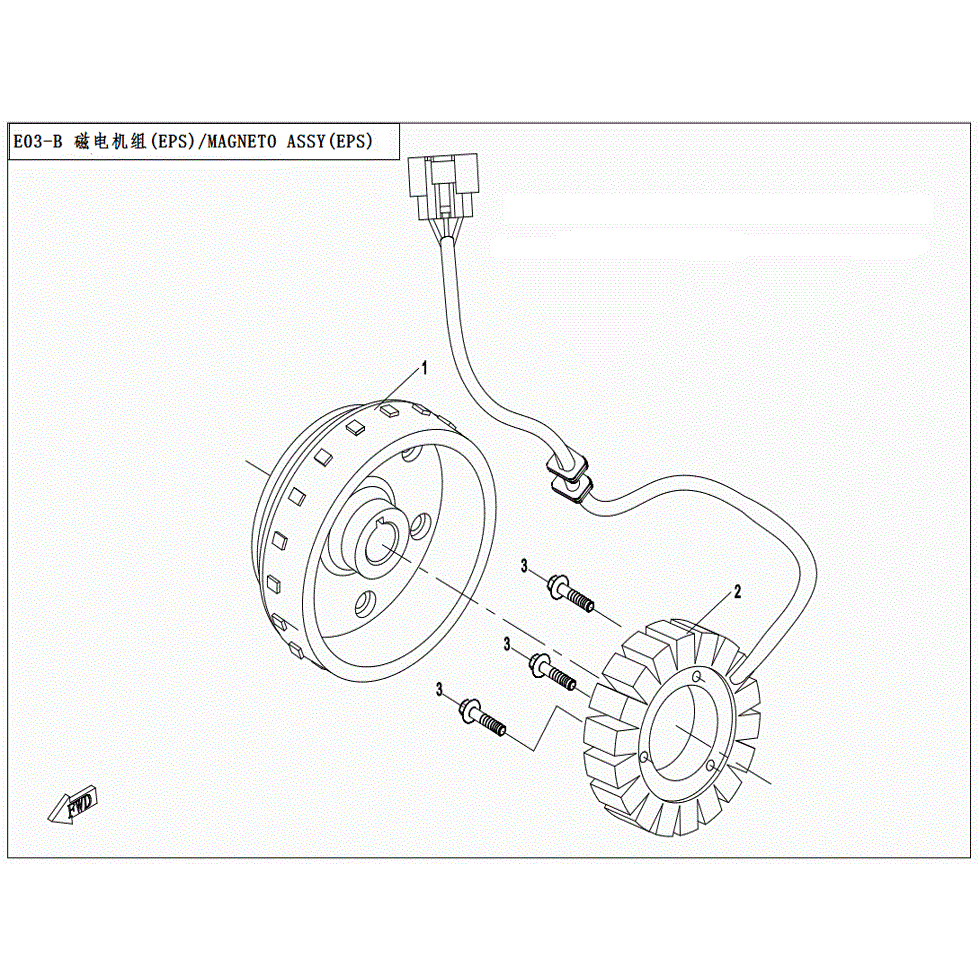 An Image of a Genuine CFMOTO Parts Schematic Diagram showing the schematic - MAGNETO STATOR ASSY. (EPS) - 2022 CFMOTO ZFORCE 500
