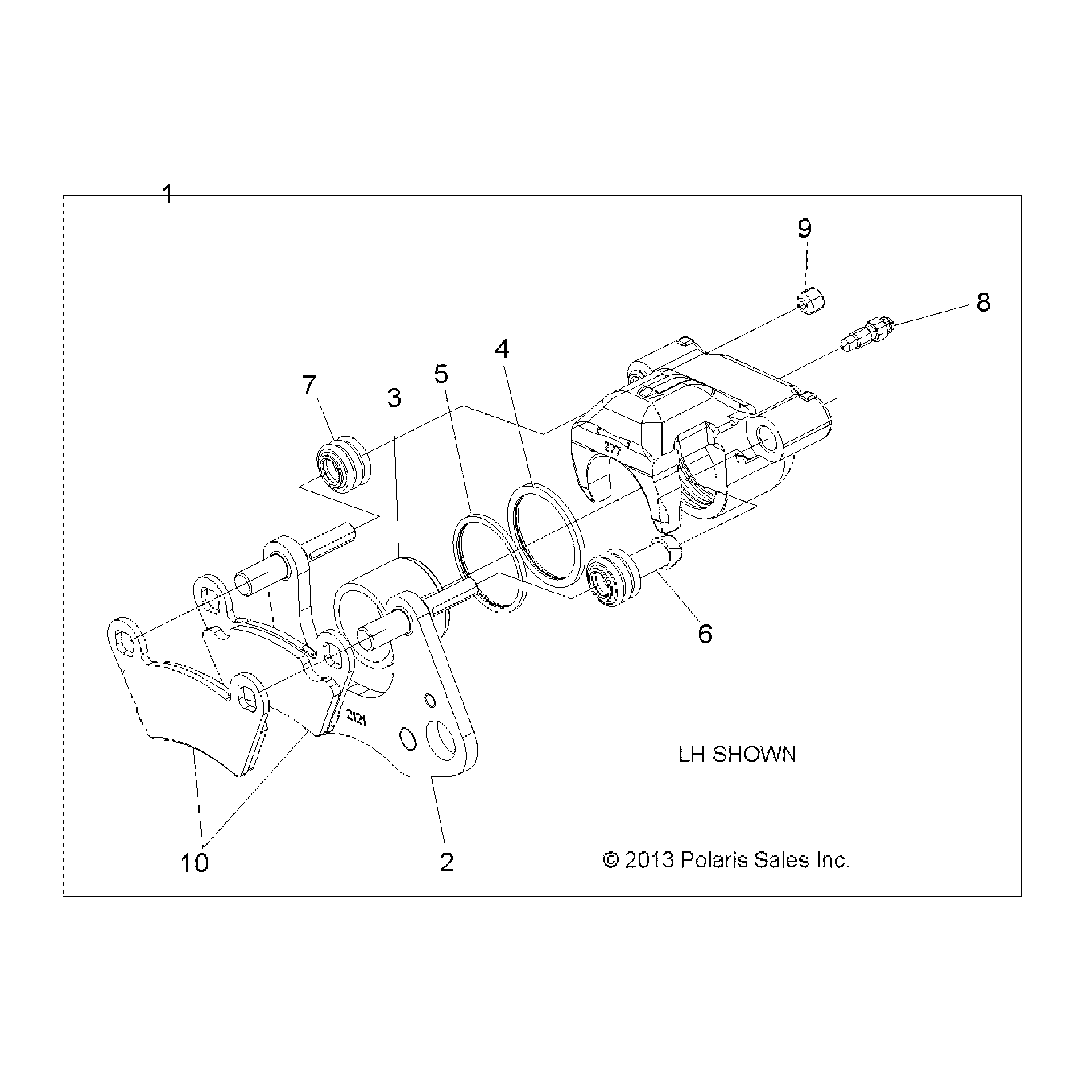 An Image of a Genuine Polaris Parts Schematic Diagram showing the schematic - BRAKES: CALIPER FRONT - 2017 POLARIS ACE 570 SP