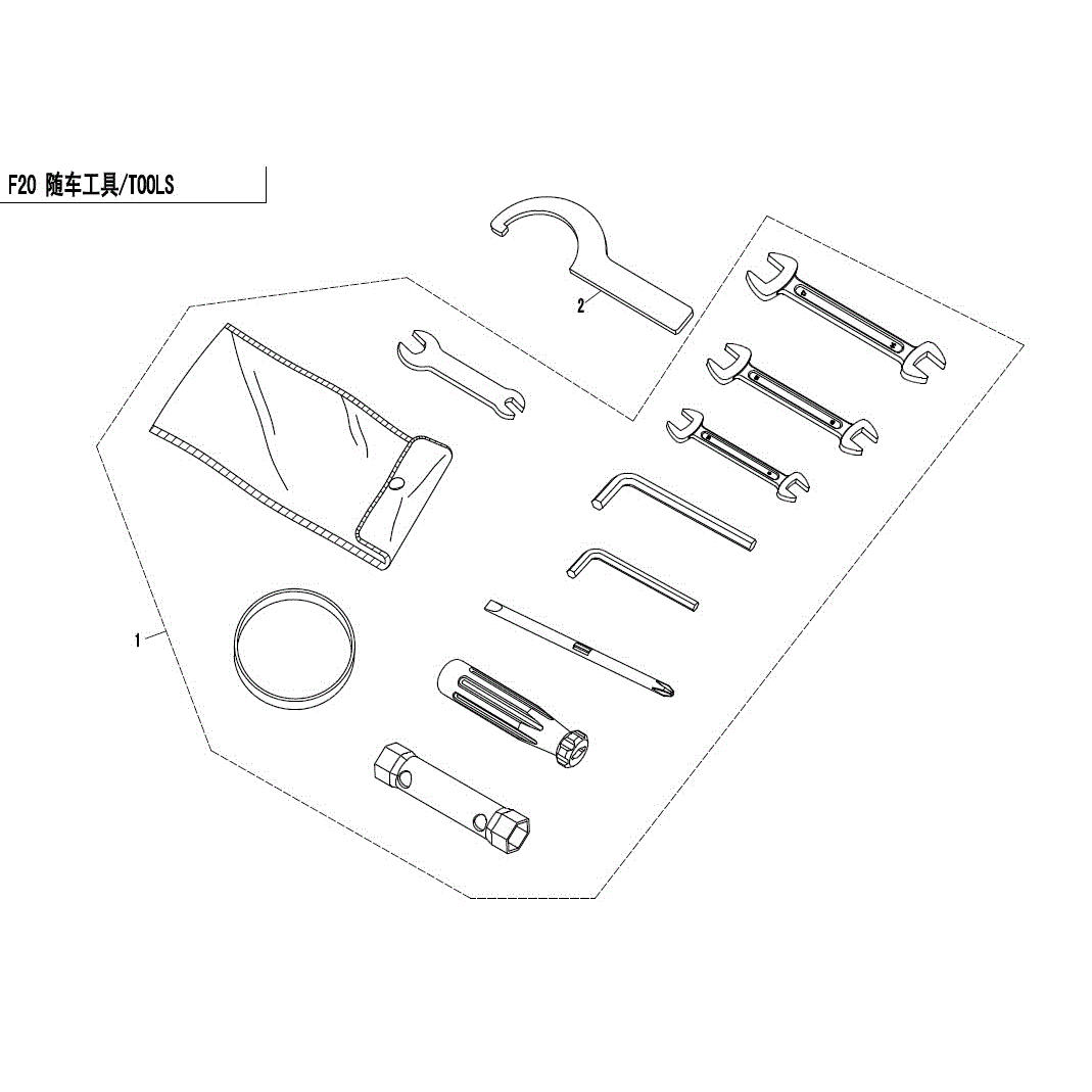 An Image of a Genuine CFMOTO Parts Schematic Diagram showing the schematic - TOOLS - 2017 CFMOTO ZFORCE 800 Trail