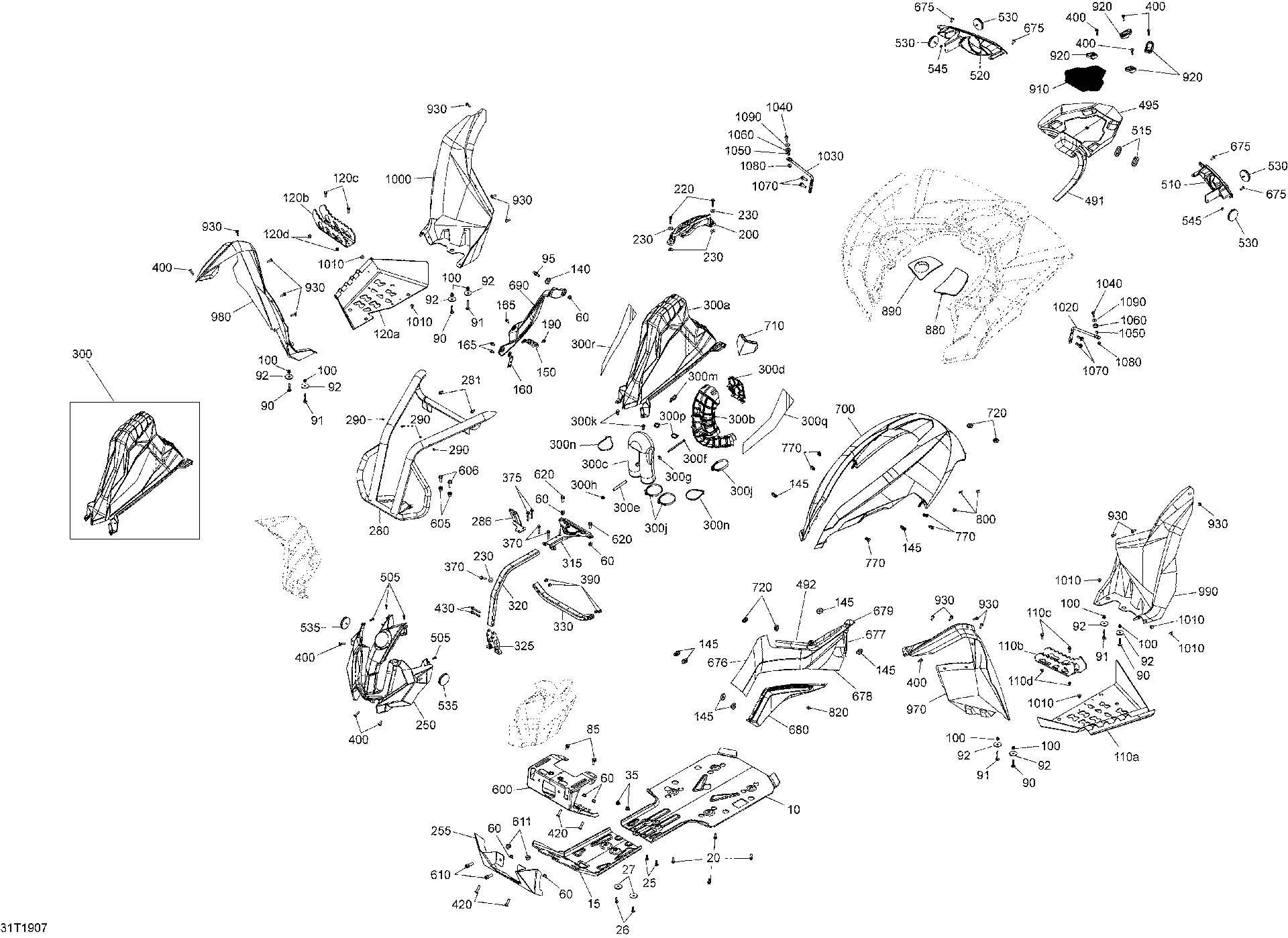 An Image of a Genuine Can-Am Parts Schematic Diagram showing the schematic - BODY AND ACCESSORIES - 1000R EFI - X MR