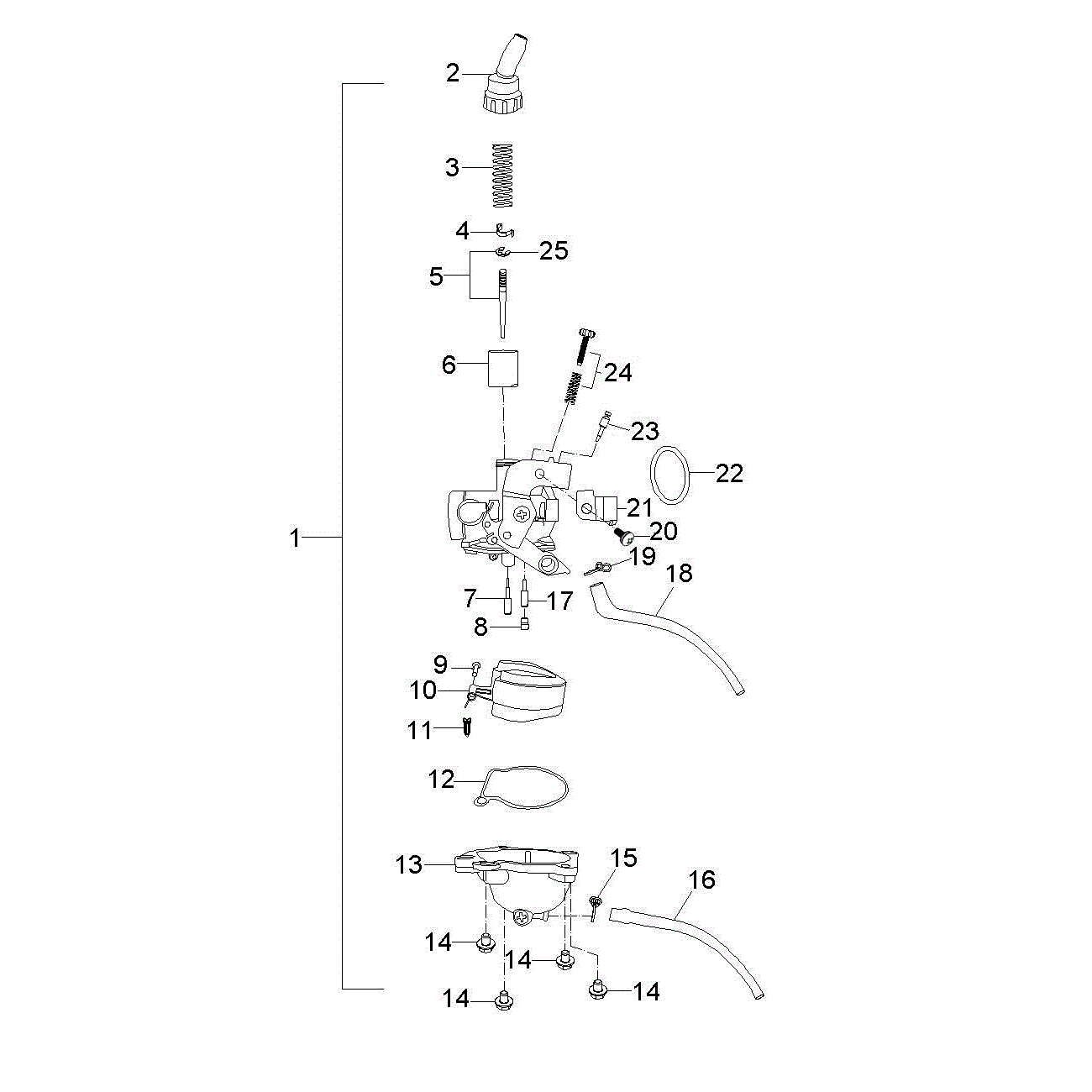 An Image of a Genuine Polaris Parts Schematic Diagram showing the schematic - ENGINE: CARBURETOR - 2019 POLARIS OUTLAW 50