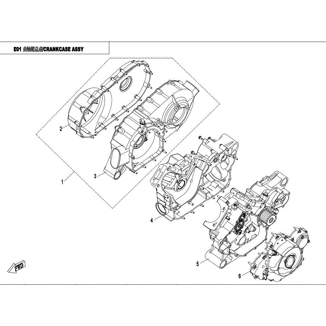An Image of a genuine CFMOTO Parts Schematic Diagram showing the group - CRANKCASE ASSY - 2017 CFMOTO CFORCE 800