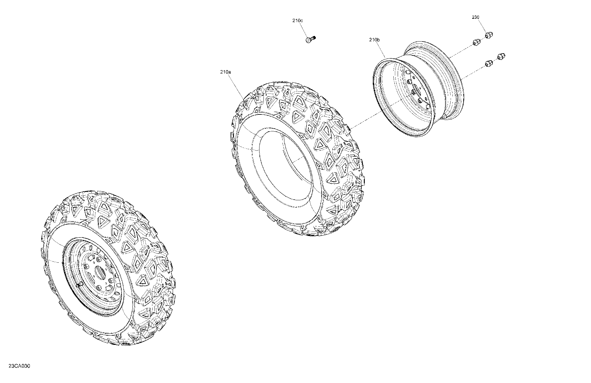 An Image of a Genuine Can-Am Parts Schematic Diagram showing the schematic - DRIVE - FRONT WHEELS - BASE