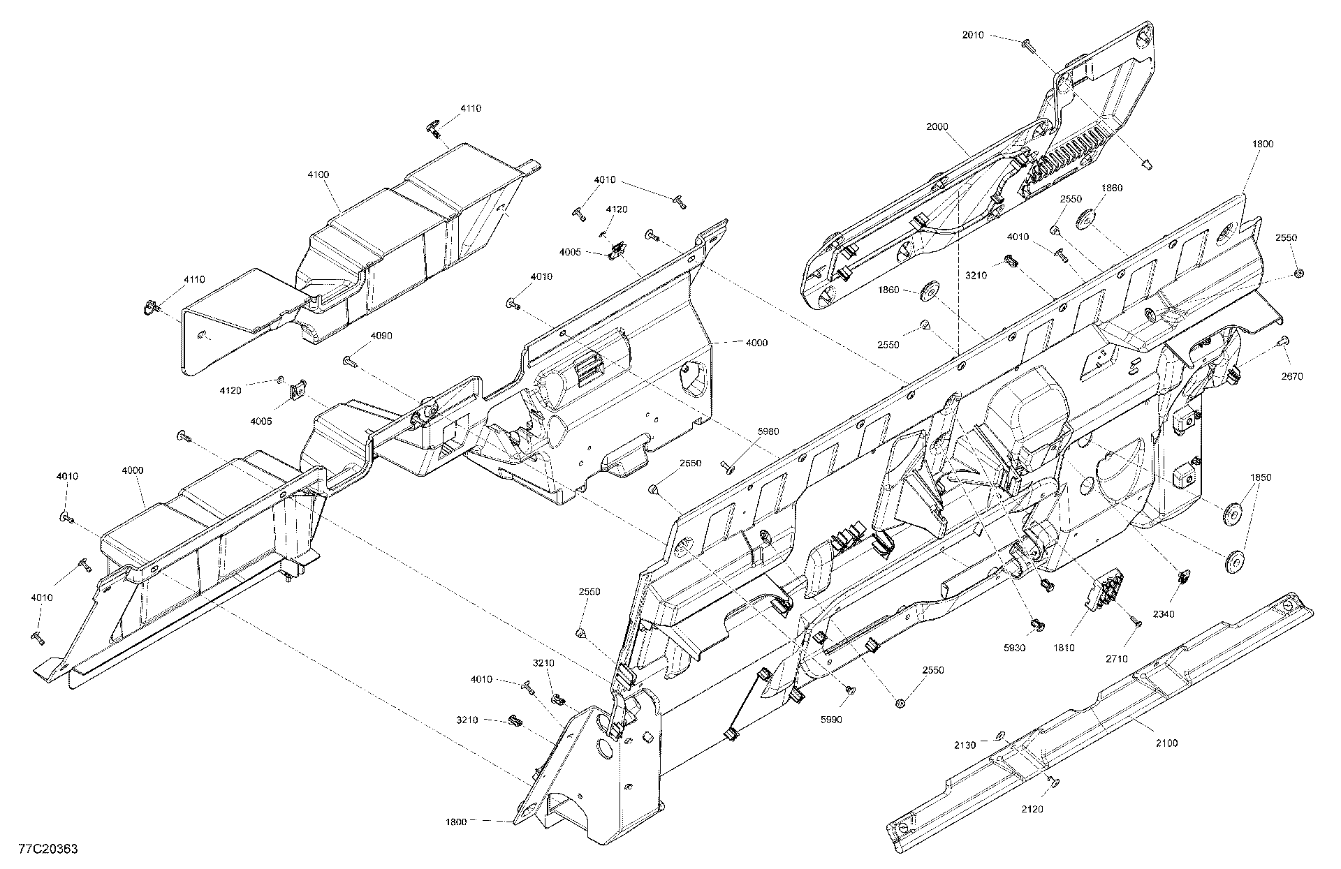 An Image of a Genuine Can-Am Parts Schematic Diagram showing the schematic - CAB INTERIOR - BACK WALL