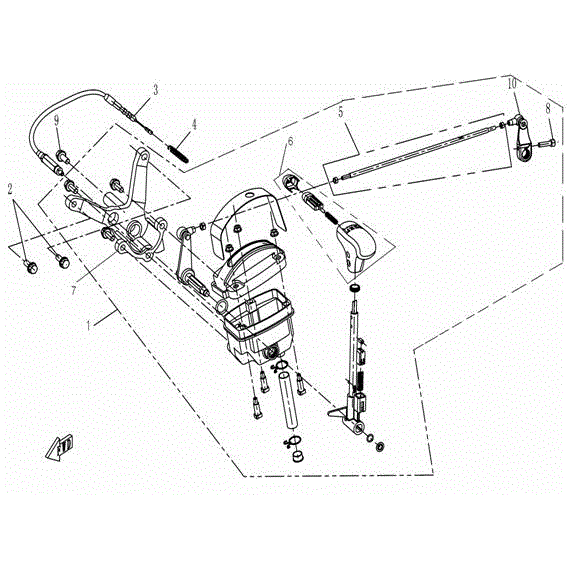 An Image of a genuine CFMOTO Parts Schematic Diagram showing the group - GEAR SHIFTING - 2015 CFMOTO CFORCE 500 SWB