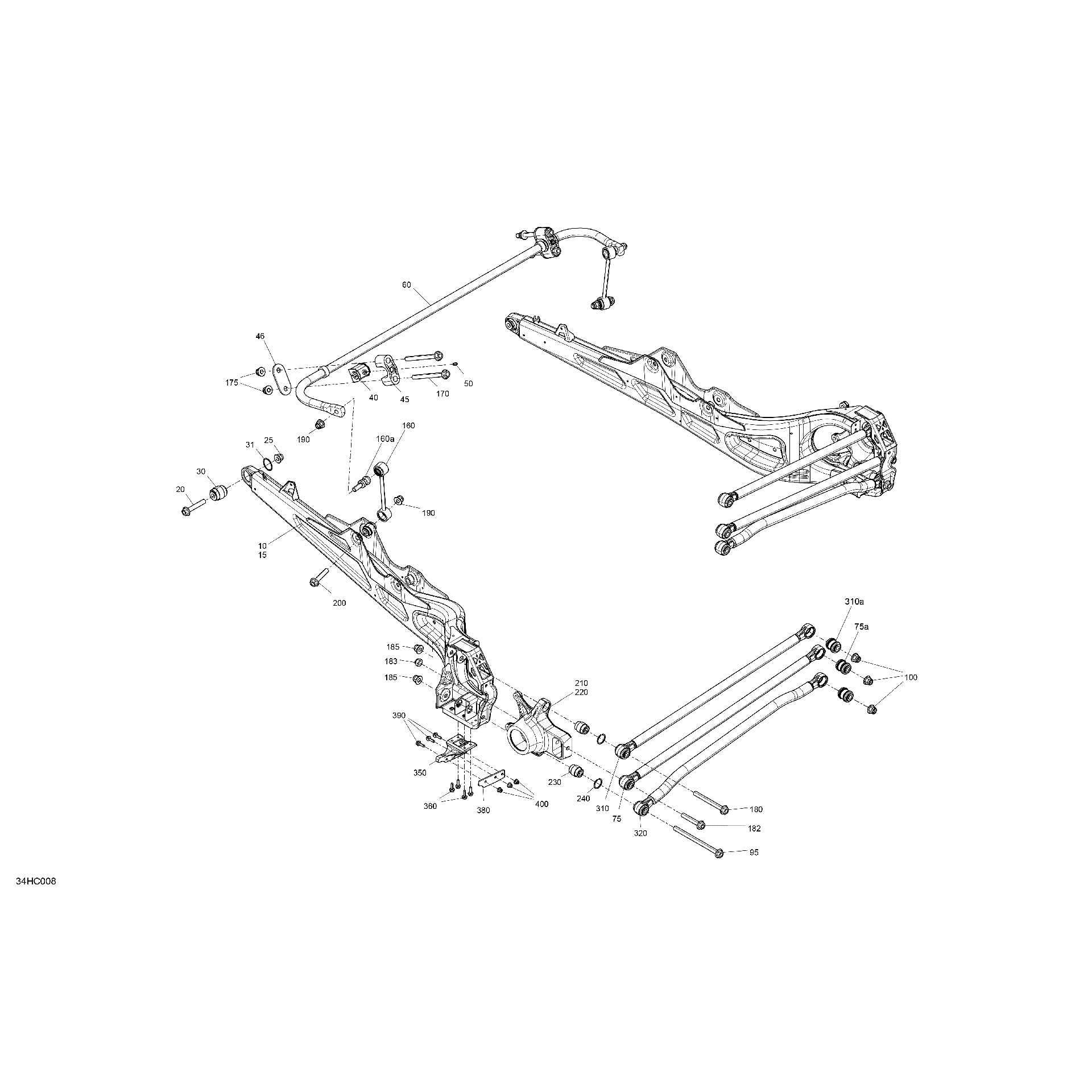An Image of a Genuine Can-Am Parts Schematic Diagram showing the schematic - SUSPENSION - REAR COMPONENTS