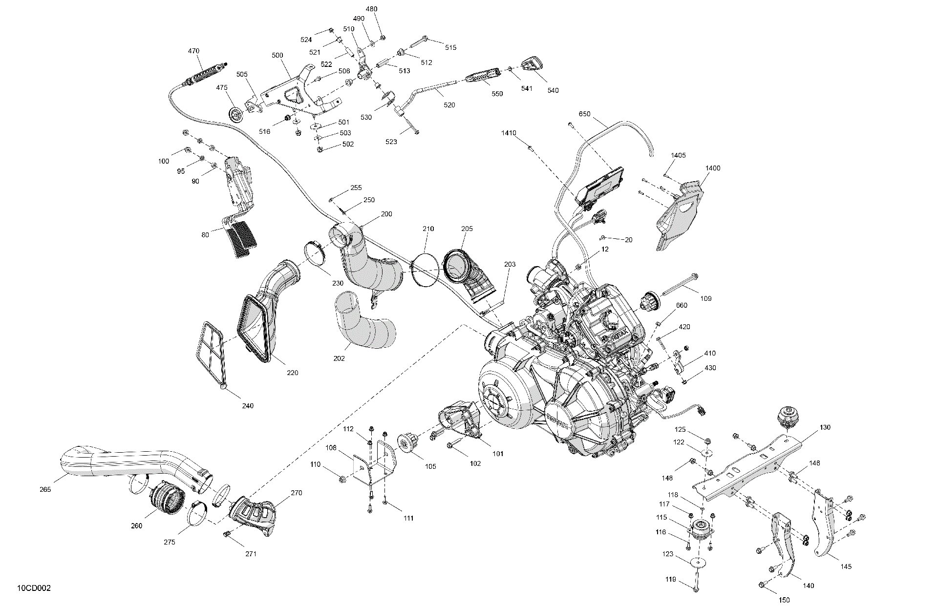 An Image of a Genuine Can-Am Parts Schematic Diagram showing the schematic - ENGINE - SYSTEM