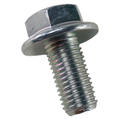 Hex head steel bolt with integrated washer, threaded shaft, and shiny silver finish.