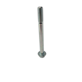 Silver metal bolt with hexagonal head and partially threaded shaft, M10x1.25 x110 size.