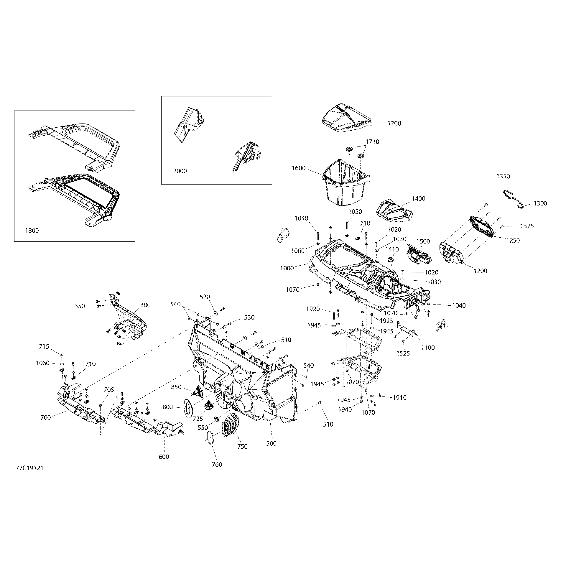 An Image of a Genuine Can-Am Parts Schematic Diagram showing the schematic - CAB INTERIOR MAVERICK SPORT - NORTH AMERICA - DASH SECTION