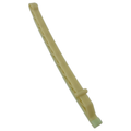 Beige curved plastic cam drive guide with textured grooves and small protrusion on one end.