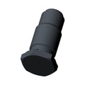 Black cylindrical camchain tensioner with hexagonal flange base and smooth matte finish.