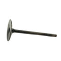 Dark metal intake valve with flat circular head and slender cylindrical stem.