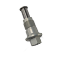 Silver metal hydraulic tensioner with hexagonal base and cylindrical upper section.
