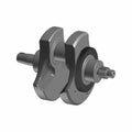 Metal crankshaft with integrated gear and splined shaft end, designed for motorcycle engine assembly.