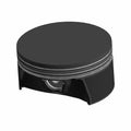 Black metal motorcycle piston with grooves and rounded edges, designed for Indian models.