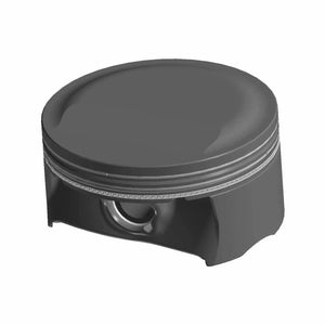 Matte black motorcycle engine piston with smooth flat top and grooved sides.