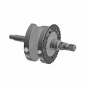 Metal crankshaft with gear teeth and splined shaft ends for motorcycle engine replacement.