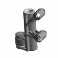 Matte black metal exhaust rocker arm with cylindrical pivot mounts and mounting holes.