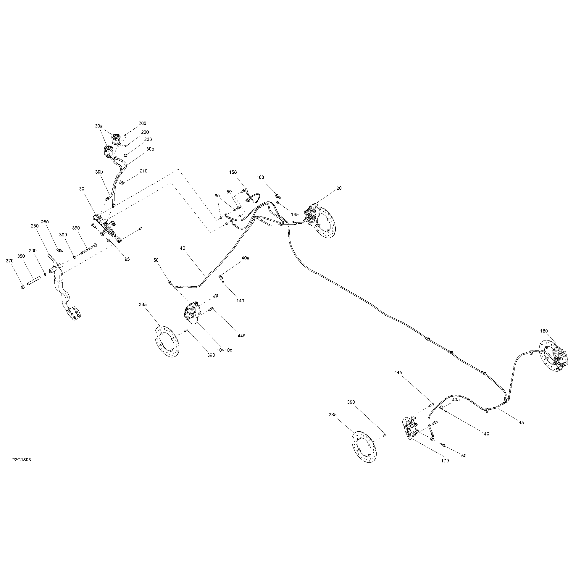 An Image of a Genuine Can-Am Parts Schematic Diagram showing the schematic - BRAKES