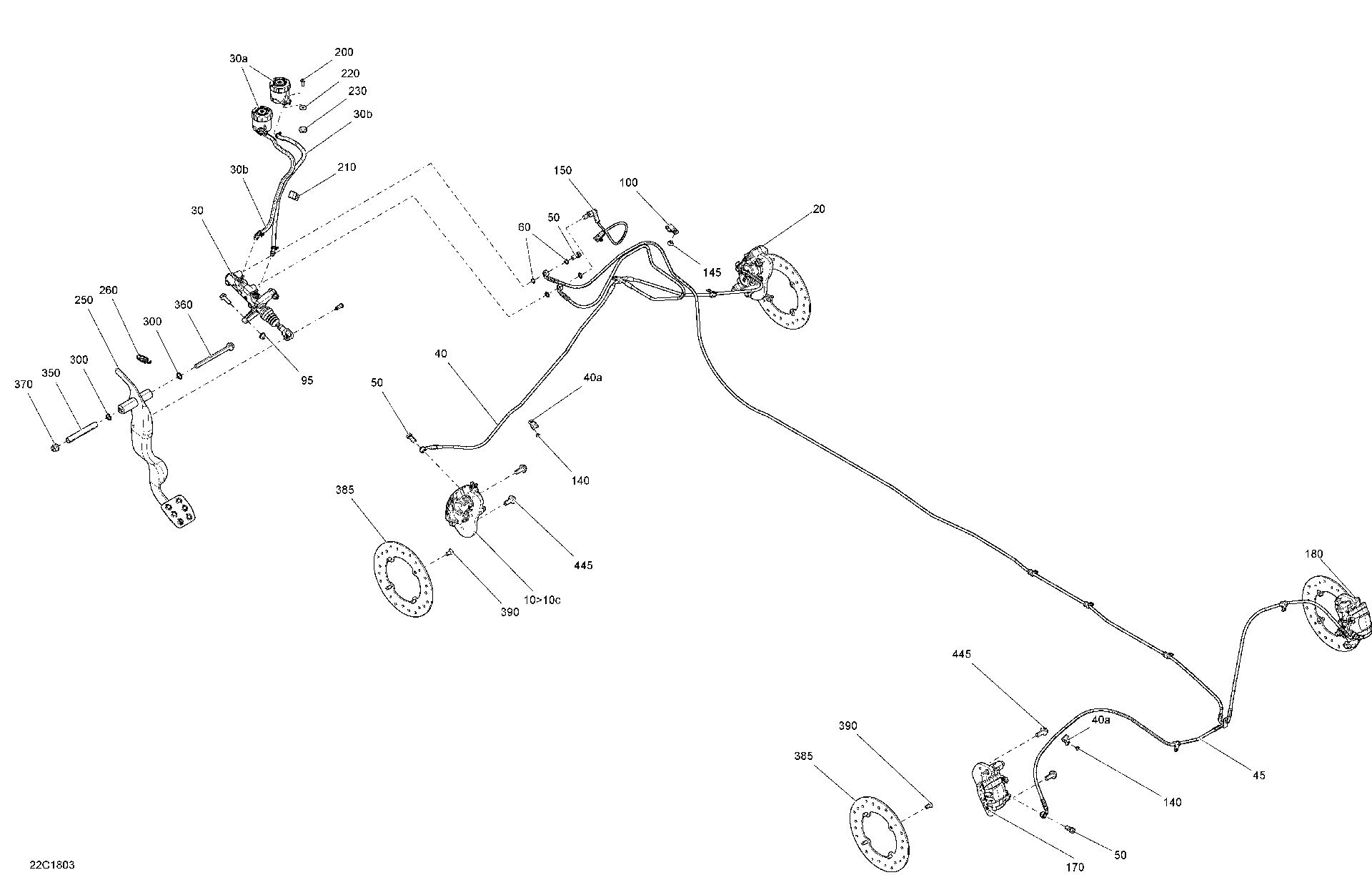 An Image of a Genuine Can-Am Parts Schematic Diagram showing the schematic - BRAKES