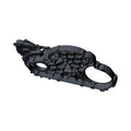 Black textured plastic HVAC mount cover with multiple mounting points and circular openings.