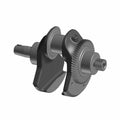 Metal crankshaft with integrated gear and mounting plate, designed for motorcycle engine assembly.