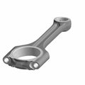 Silver metal connecting rod with circular bearing ends and smooth machined surface.