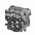 Matte gray front machined aluminum head cylinder with three circular combustion chambers and mounting points for Indian.