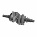 Gray metal crankshaft with gear teeth on one end and balanced counterweights along its length.