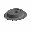 Gray circular metal alternator adapter hub with gear teeth around the edge and a central hole.