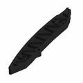 Black elongated plastic chain guide with angled supports and two mounting holes.