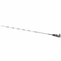 Long, slender metal dipstick with a twisted center and a dark plastic handle on one end.