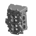 Gray metal cylinder head with multiple round valve openings and mounting holes.